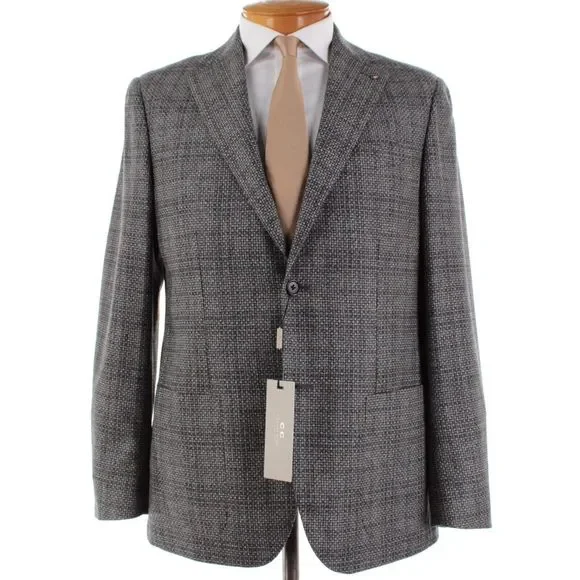 Costume Homme Corneliani Collection Gris à Rayures - Laine Vierge & Soie - Taille 42R EU 52 Neuf Avec étiquettes
